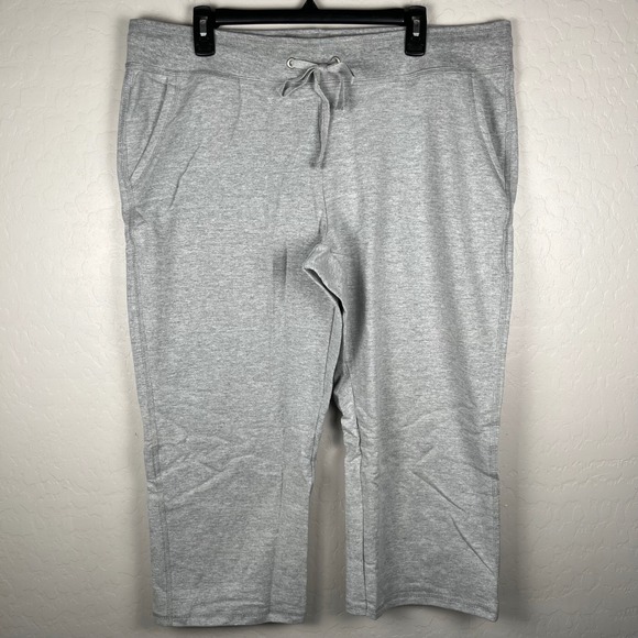 Hanes Women's XL Light Steel Comfort Crop Sweatpants Drawstring - Picture 1 of 8